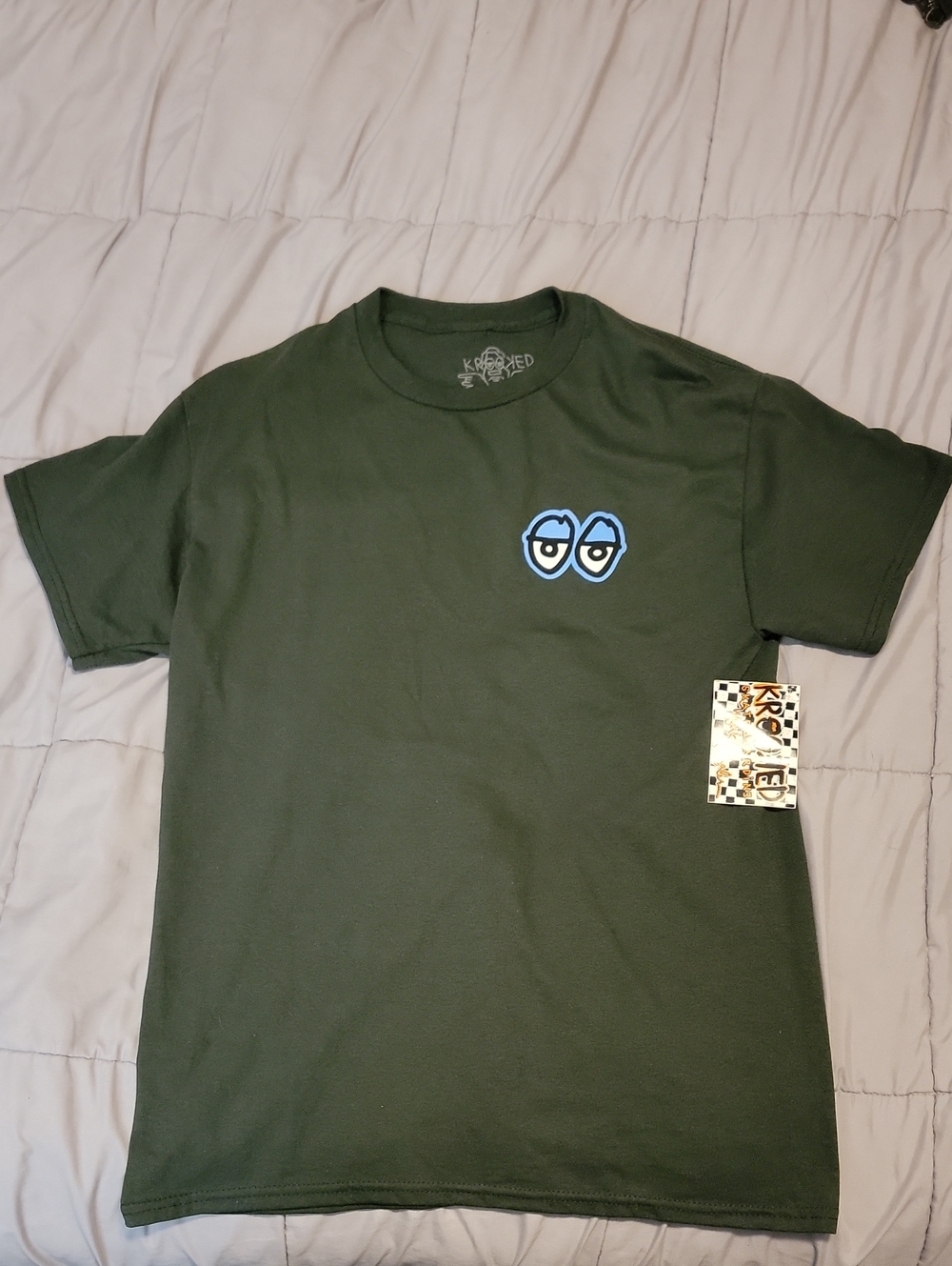 Krooked Forest Green Short-Sleeve Tee with Blue Eye Motif